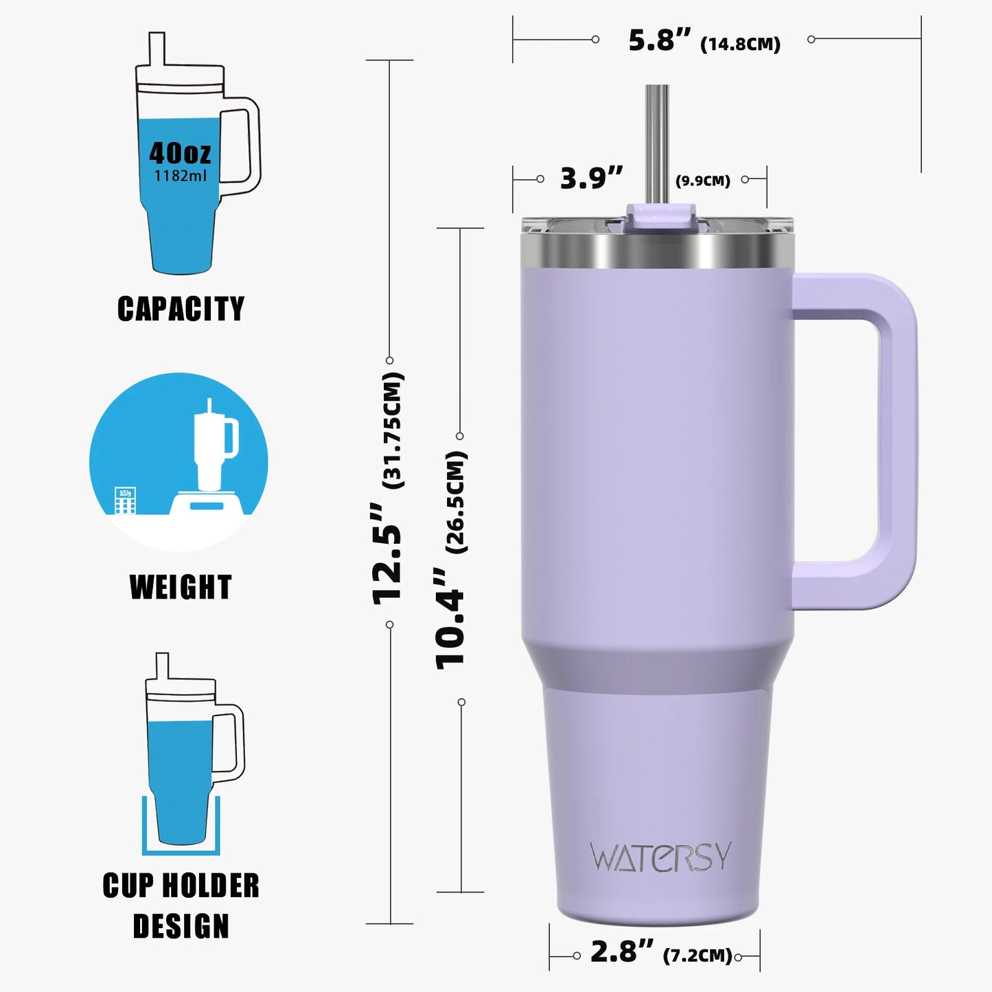 Geïsoleerde Roestvrijstalen Mok met Handgreep - 40 oz Tumbler voor Koffie en Thee - Lekbestendig en Duurzaam