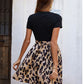 Mini Jurk met Luipaardprint voor Vrouwen – Korte Mouwen en Ronde Hals in 3 Kleuren-4