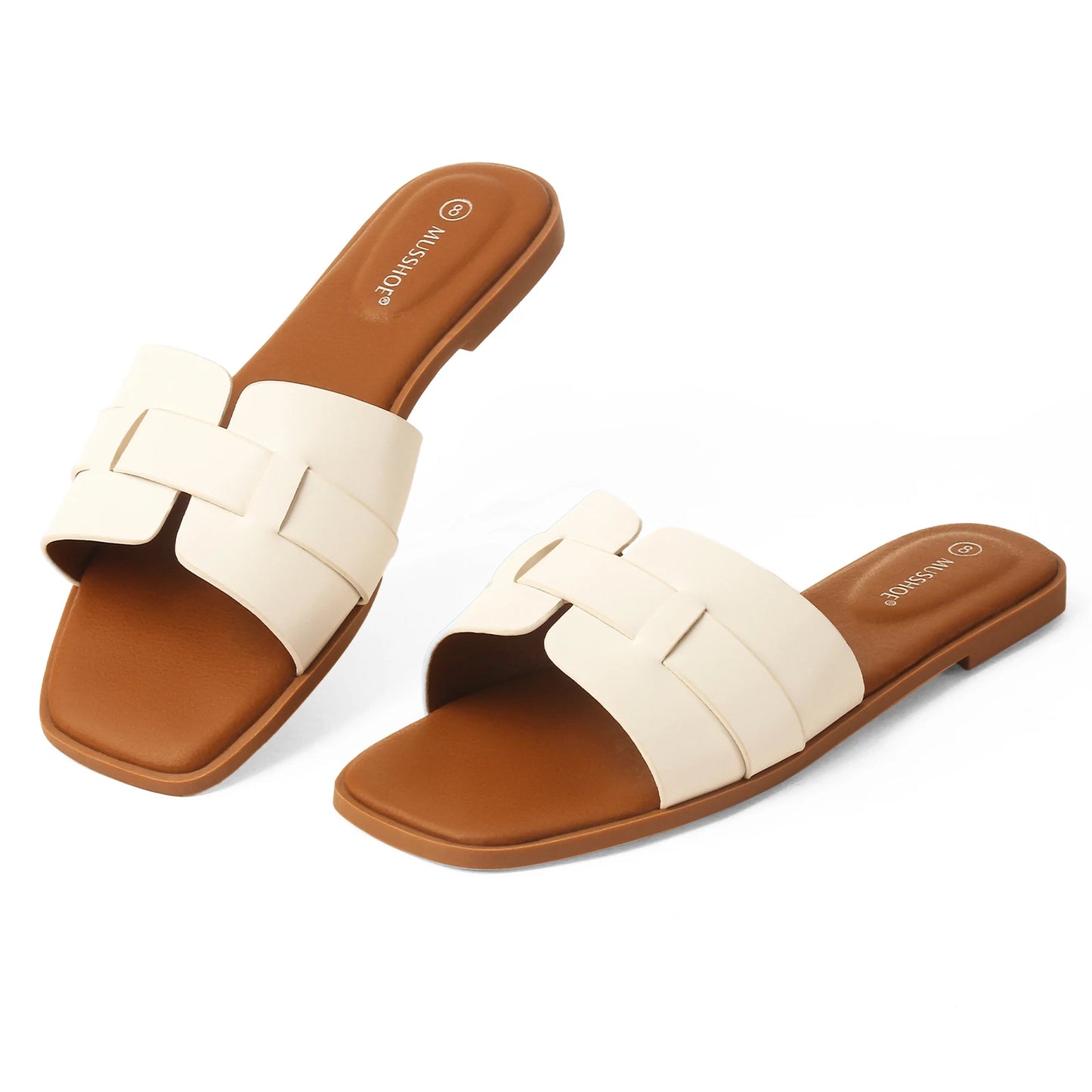 Variant image for Dames Sandalen met Vierkante Teen en Platte Zool – Leren Casual Zomerschoenen voor een Trendy Uitstraling-1