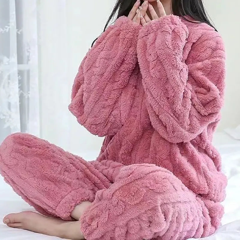 Dames Casual Fluweel Pyjamaset