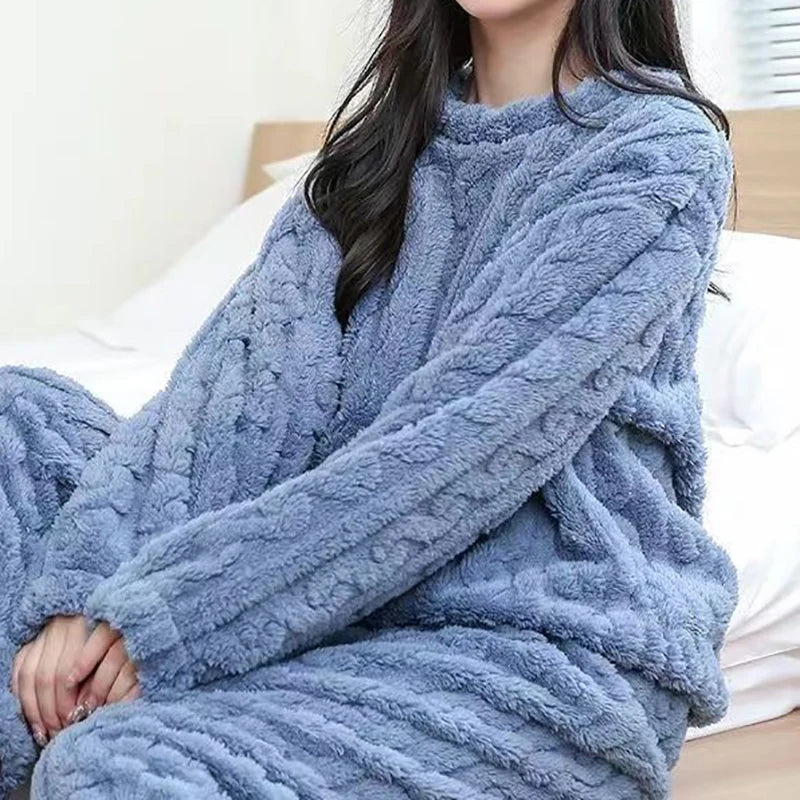 Dames Casual Fluweel Pyjamaset