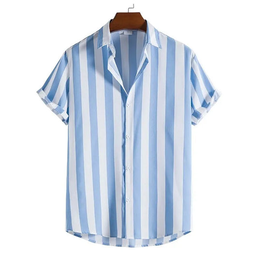 Gestreept Herenhemd met Korte Mouwen – Casual Shirt in Groot Formaat van Zachte Rekbare Stof-1