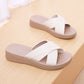 Dames Sandalen met Hak van Leer – Open Teen Wedge Sandalen met 3,5 cm Hak voor Zomer Casual Stijl-3