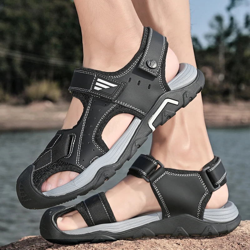 Luxe Leren Zomer Sandalen Dames met Antislip Zool - Comfortabele Platte Zolen voor Casual Gebruik-3