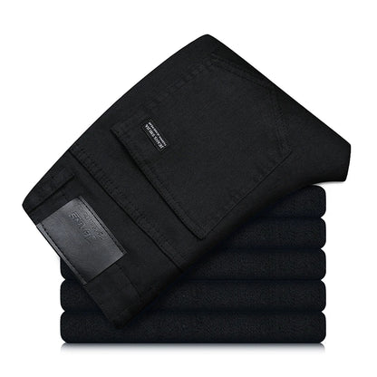Variant image for Trendy Zwarte Heren Jeans - Comfortabele Elastische Straight Fit Spijkerbroek voor Casual en Zakelijke Gelegenheden-1