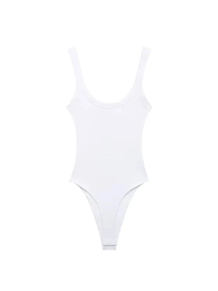 Skinny Ribbed Bodysuit Dames met O-Hals en Snap-Button Sluiting – Verstelbare Schouderbanden voor Comfortabele Pasvorm 5