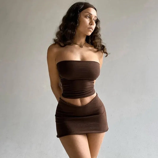 SummerGlow Tweedelige Set - Tube Top & Mini Rok Dames | Feestjes & Zomer | S-L