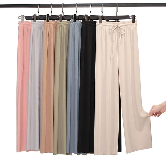 Wijde Broek Dames met Elastische Taille - Ankel-Lange Wijde Pijpen voor Casual Zomerlook 0