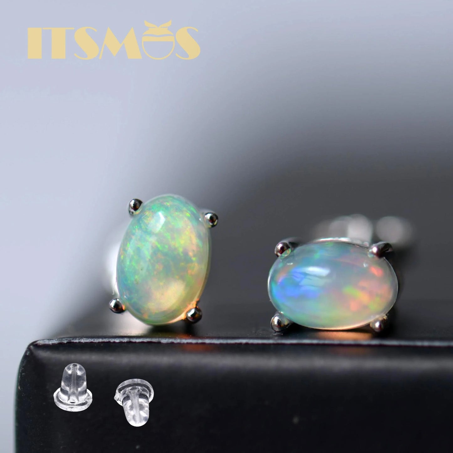 Zilveren Oorbellen Dames met Natuurlijke Opal Steen - Kleurvolle Sieraden van s925 Sterling Zilver 1