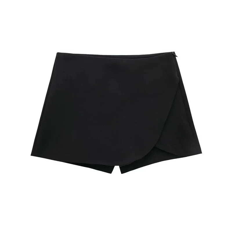 Zwarte Dames Skort met Hoge Taille en Asymmetrisch Ontwerp - Comfortabele Mini Skort voor Zomer 1