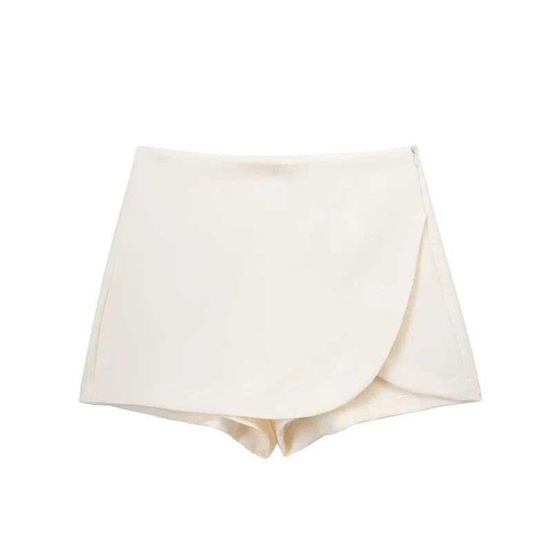 Zwarte Dames Skort met Hoge Taille en Asymmetrisch Ontwerp - Comfortabele Mini Skort voor Zomer 2
