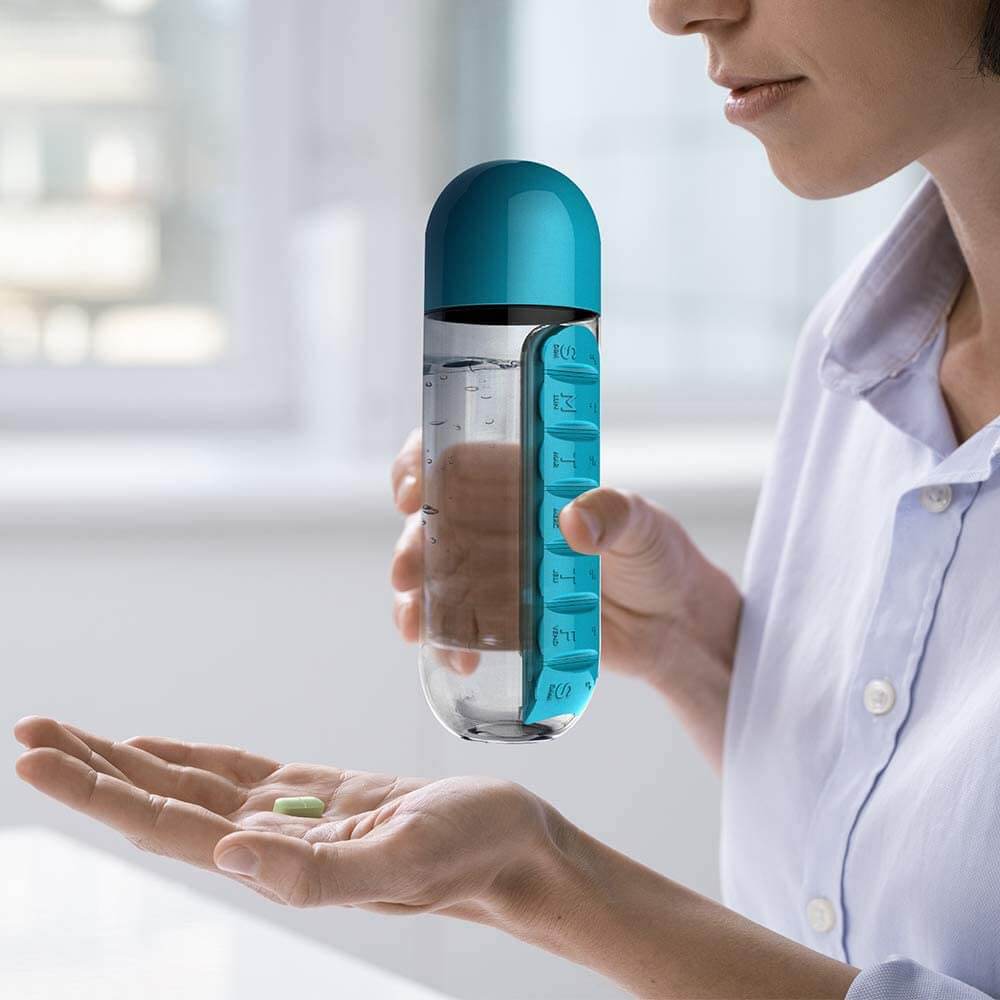 HealthBottle - 2 In 1 Pillendoos Waterfles