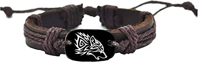 Leren Wolf Armband